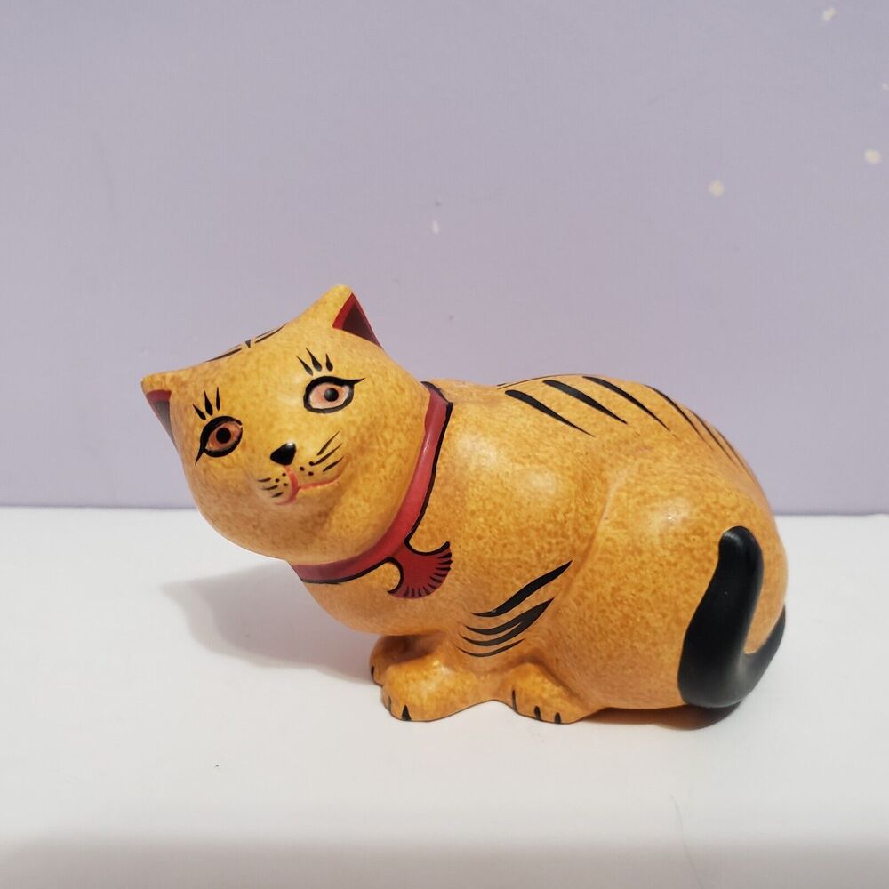 Franklin Mint 1986 Orange Handpainted Cat Kitten Figurine Korea ( 1.75" × 3" )